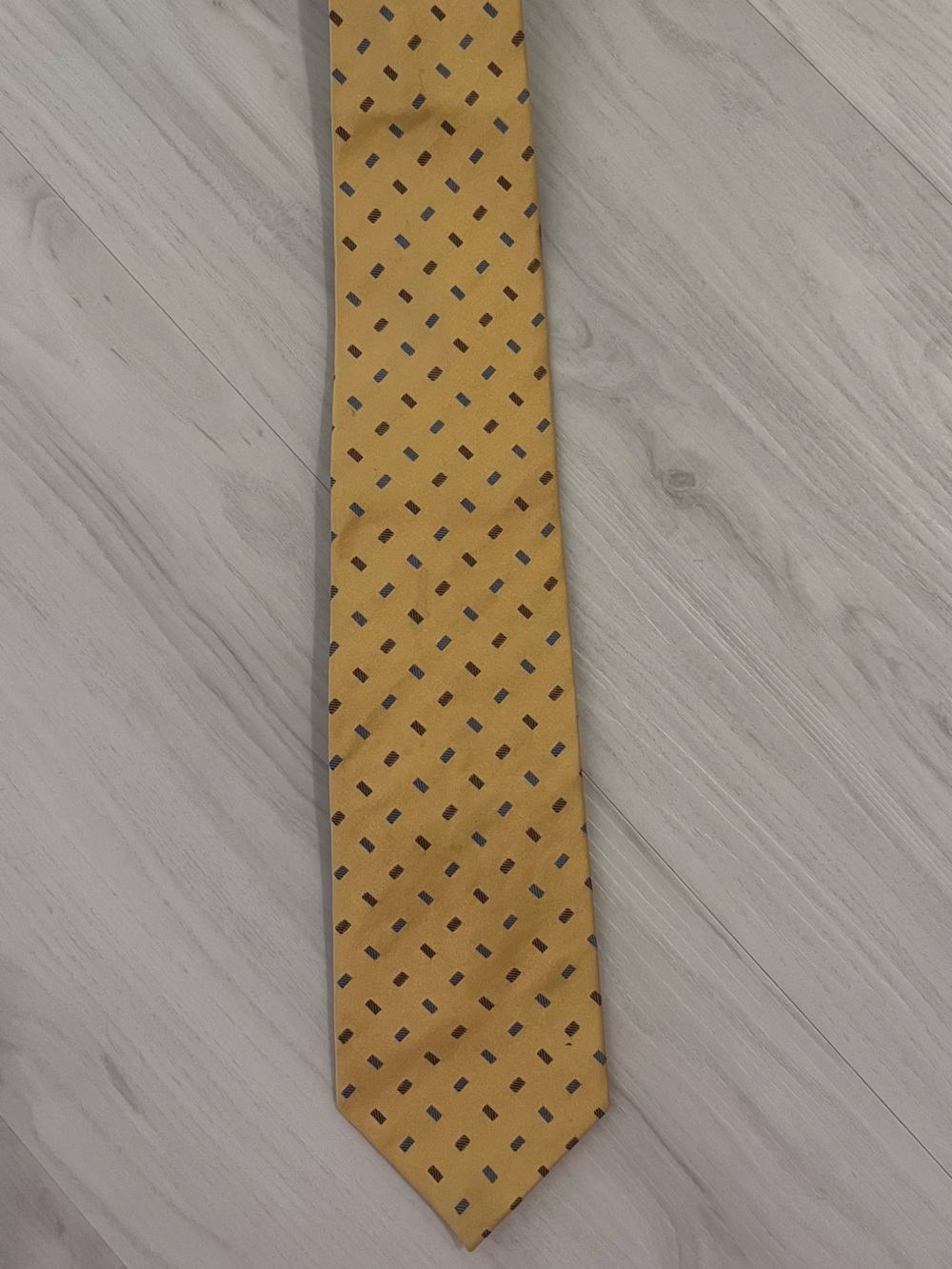 Jos. A. Bank Yellow /Gold Silk Tie with Navy  and Brown pattern